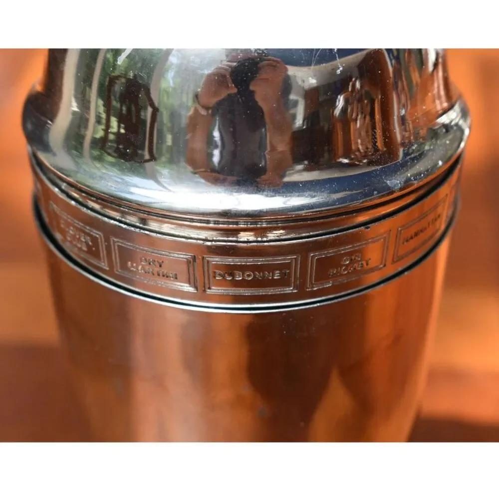 Art Deco Attr Napier Dial-A-Drink Silverplate Cocktail Shaker Recipe Dial